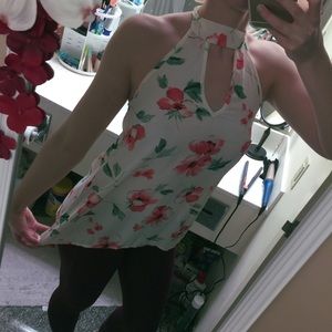 Floral Halter top with Cutout